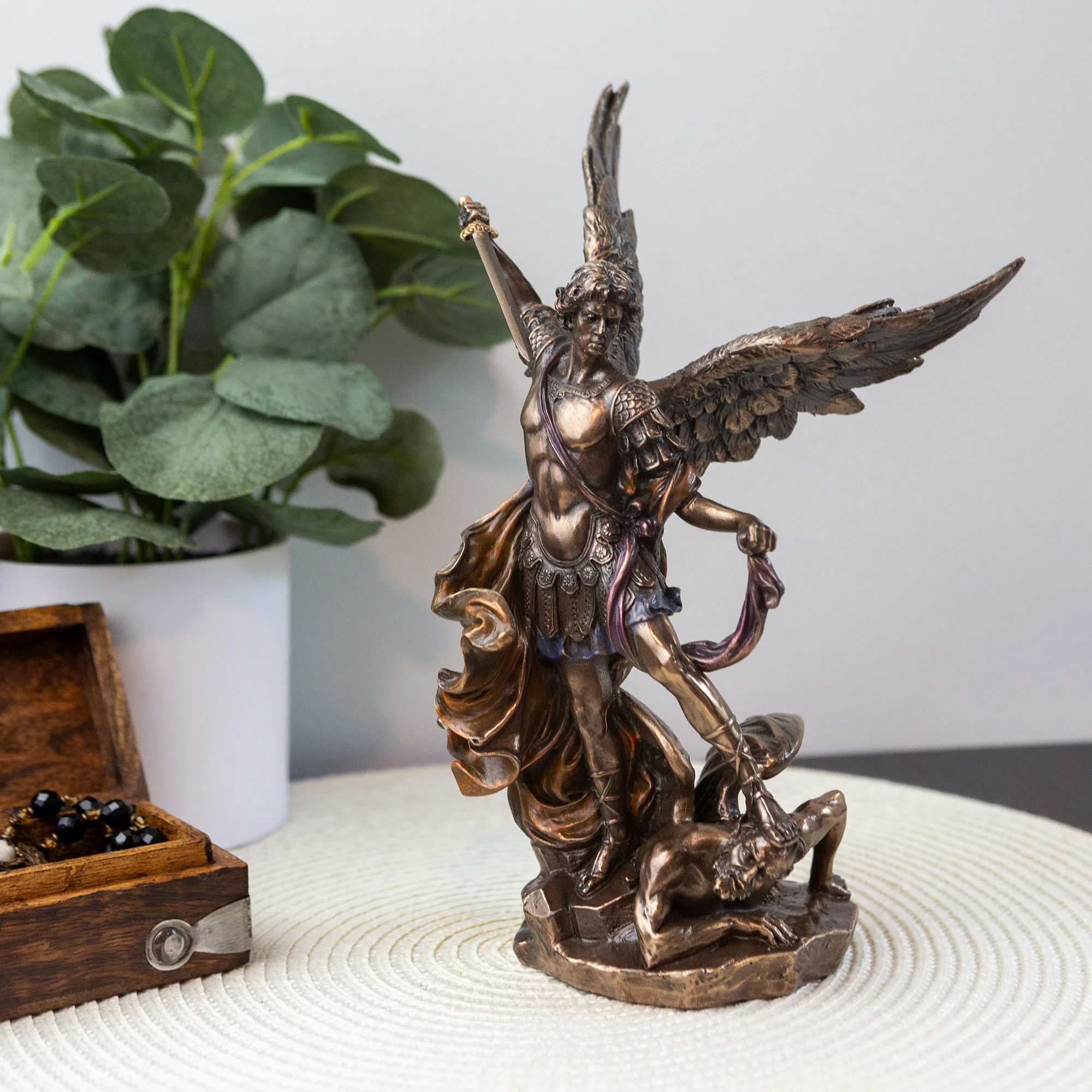 St. Michael Bronze Finish Statue, 9"