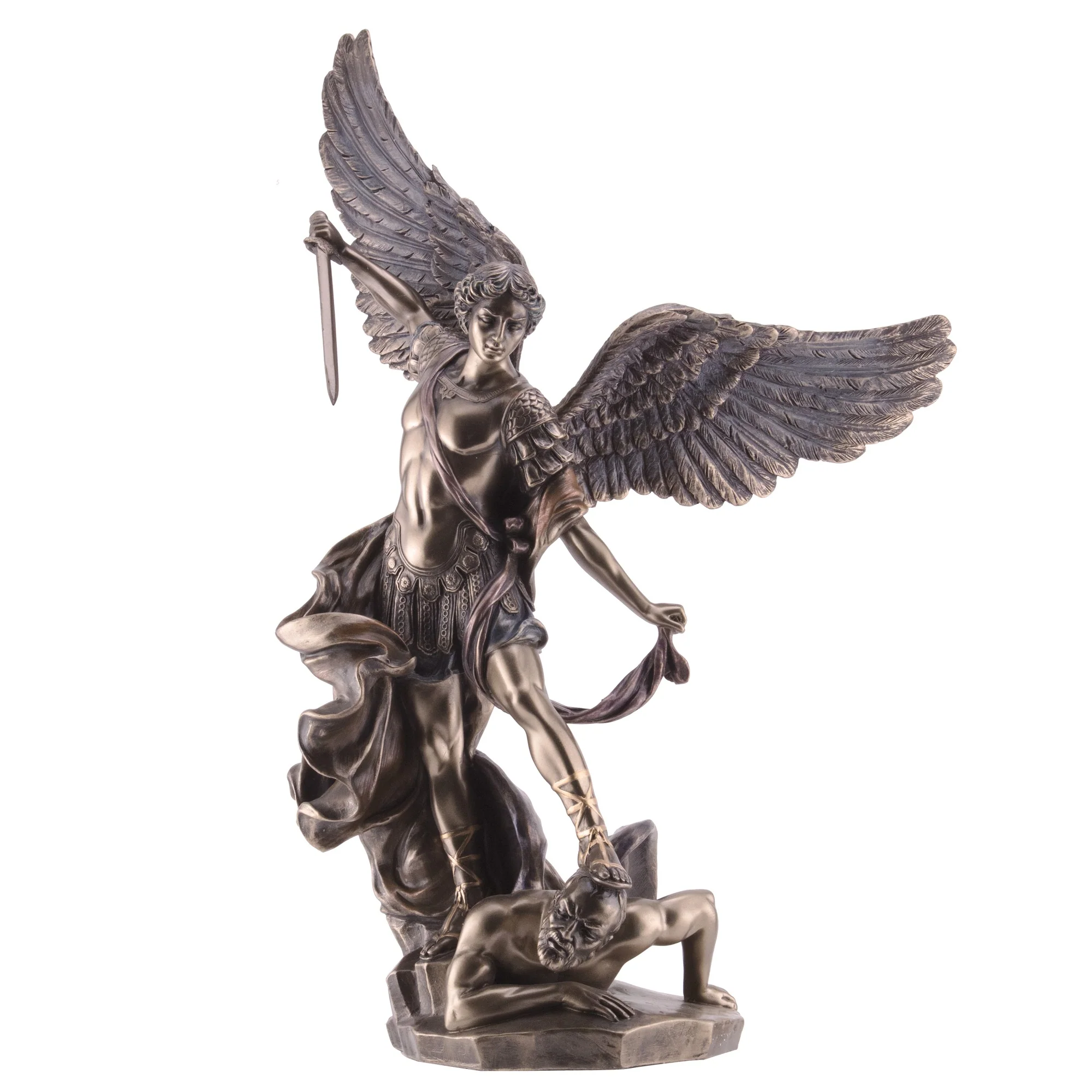 St. Michael Bronze Finish Statue, 14" - Image 3