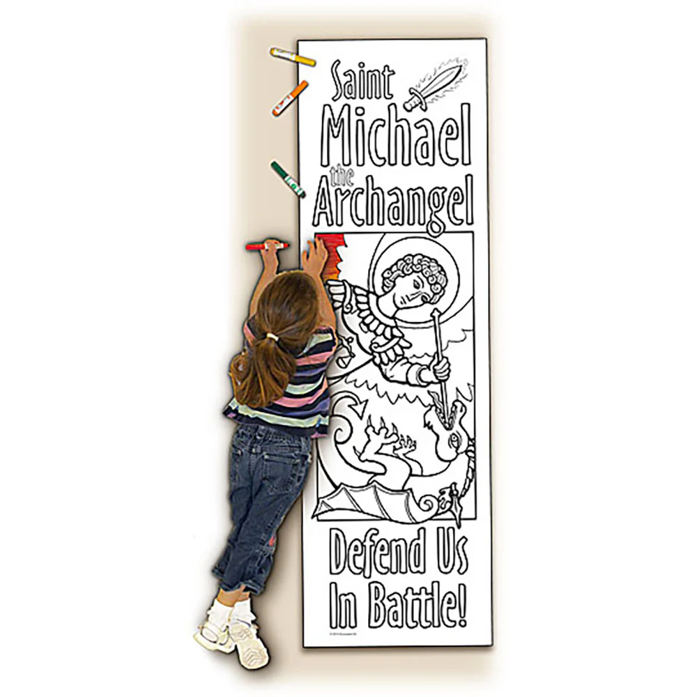 St. Michael Catholic Coloring Poster - 6' x 2' - Image 2