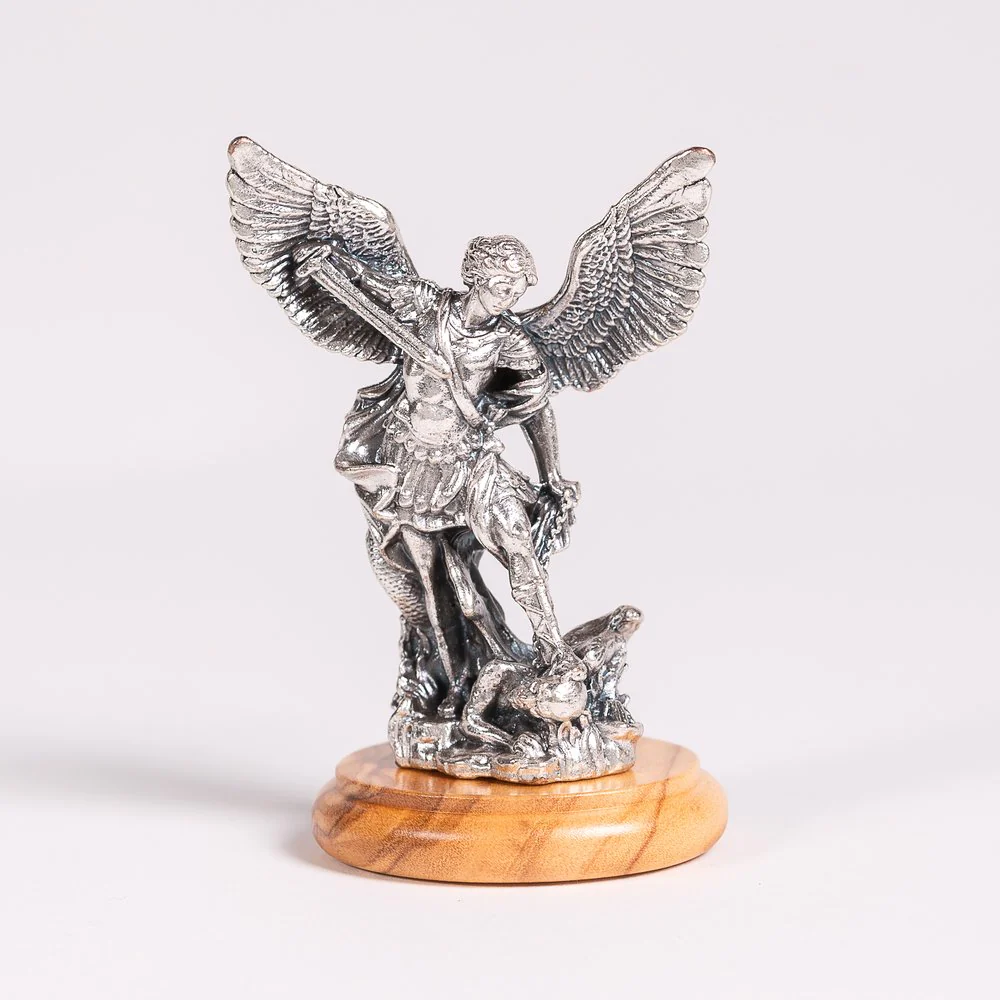 St. Michael Figurine on Olivewood Base - 2.64"