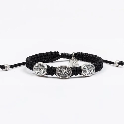 St. Michael Kids Black and Silver Bracelet