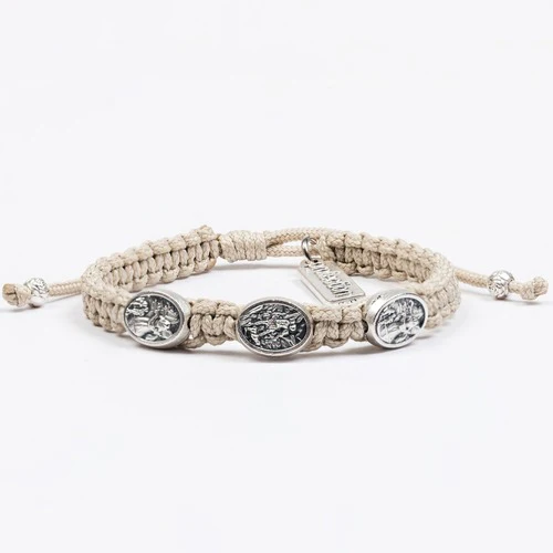 St. Michael Kids Tan and Silver Bracelet