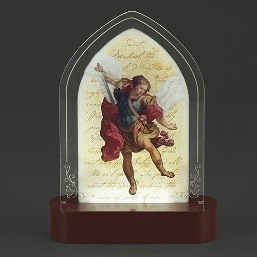 St. Michael LED Lighted Tabletop Plaque - 8"