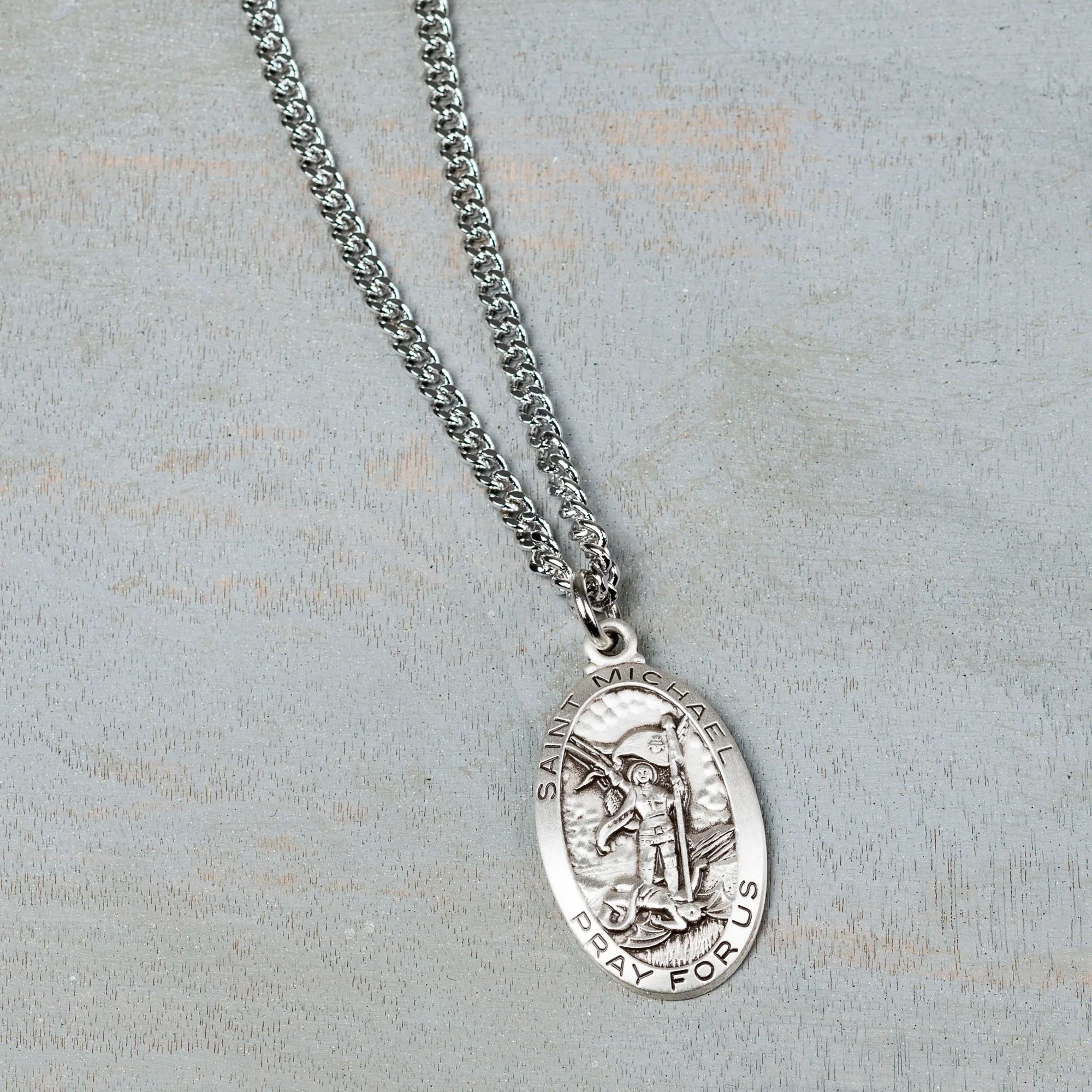 St. Michael Medal - Sterling Silver - 24 inch chain - Image 2