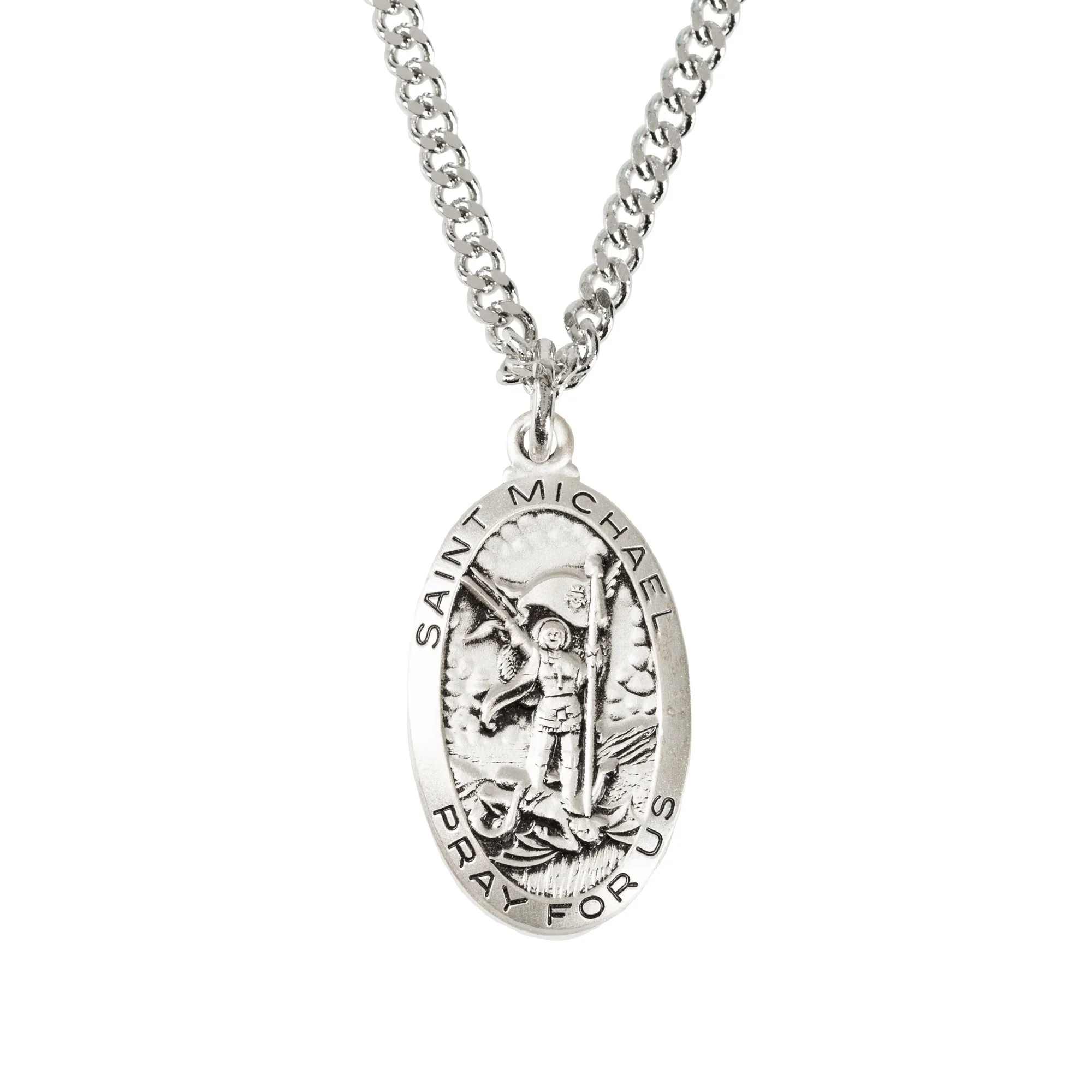 St. Michael Medal - Sterling Silver - 24 inch chain - Image 3