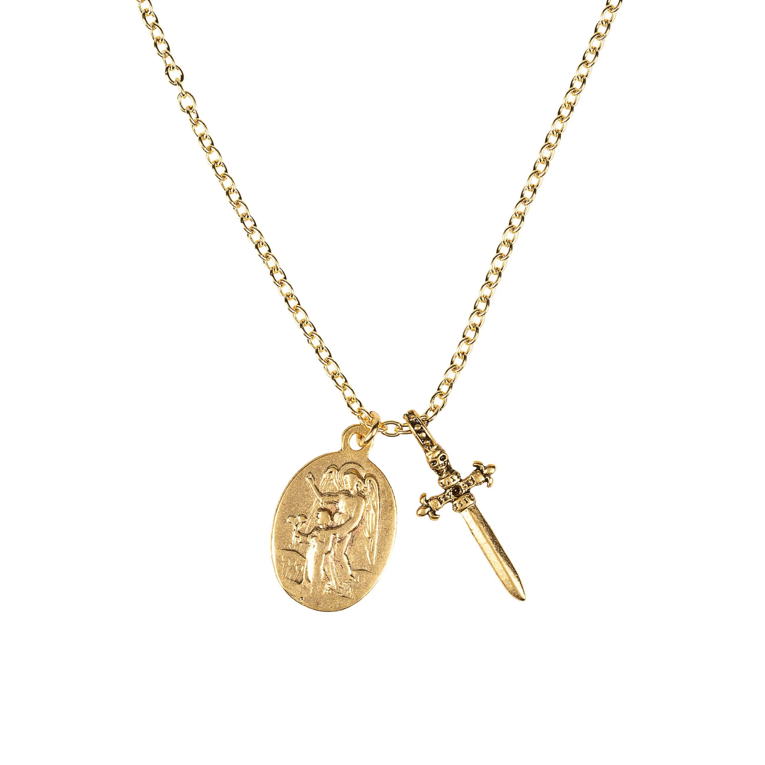 St. Michael Medal & Sword Cross Necklace - Image 3