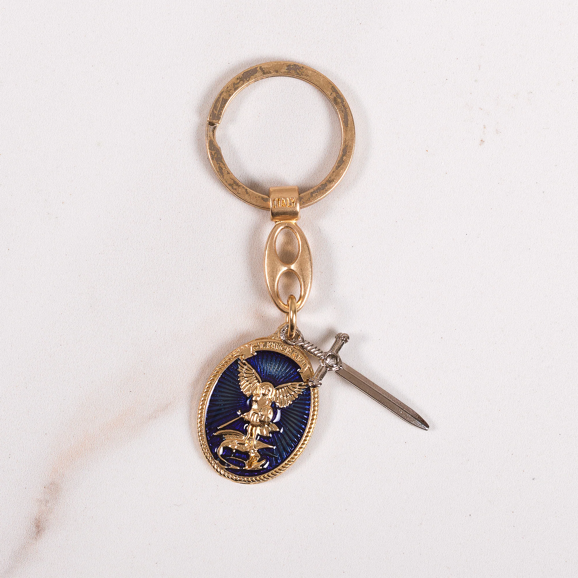 St. Michael Medal & Sword Key Ring
