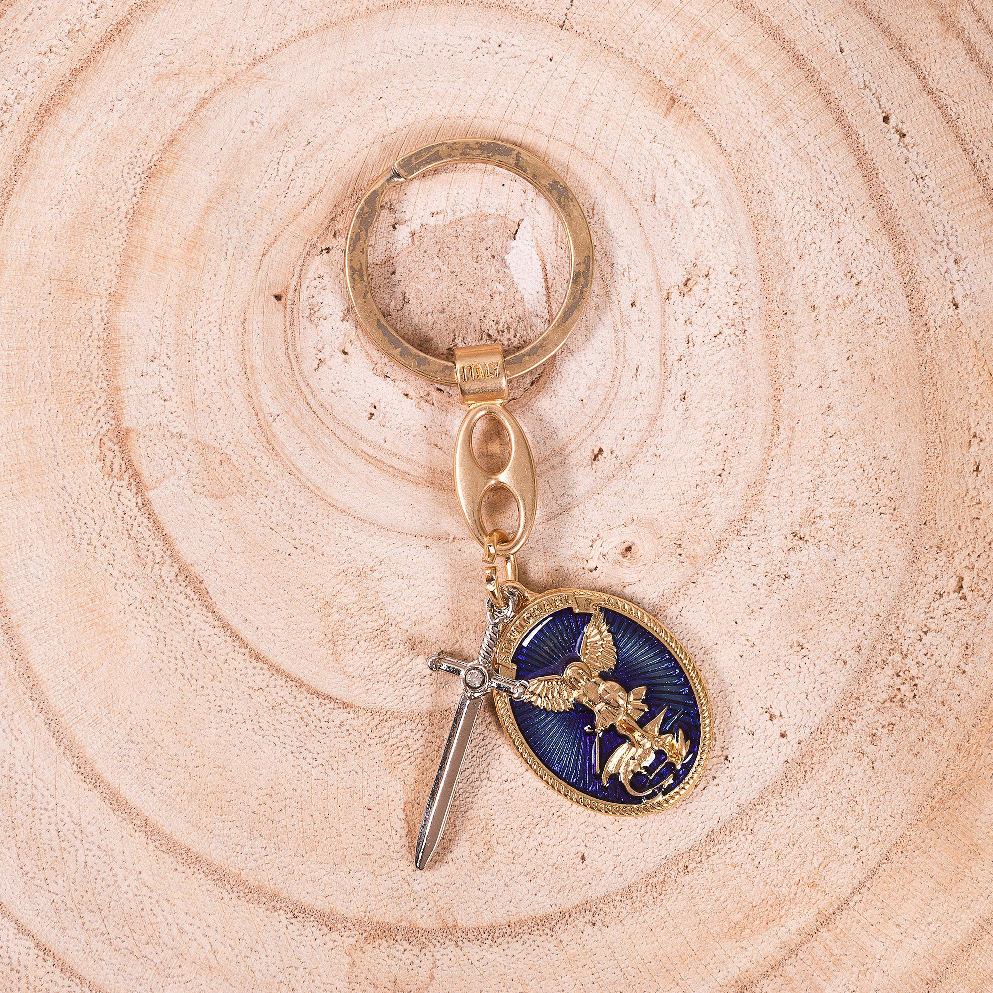 St. Michael Medal & Sword Key Ring - Image 2