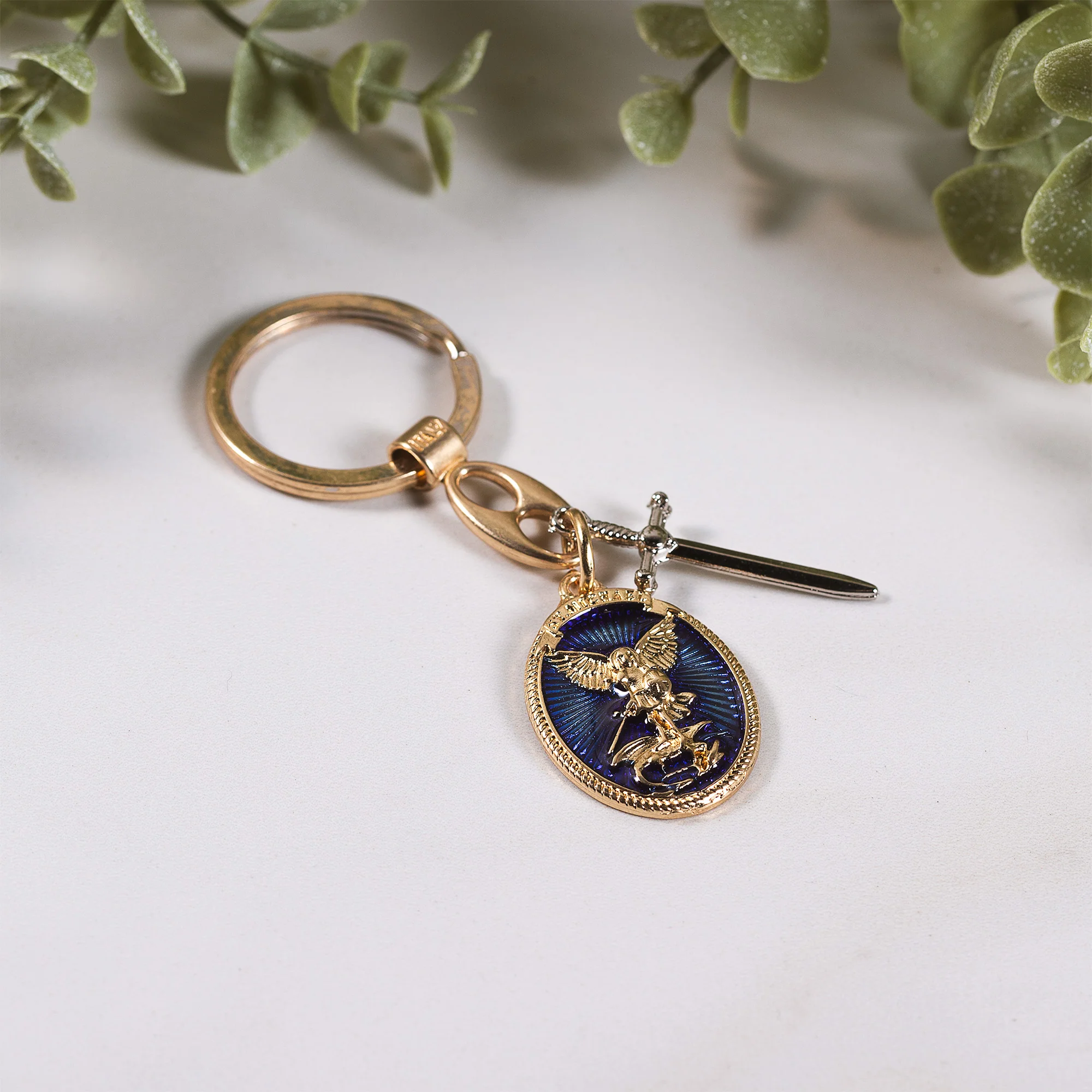 St. Michael Medal & Sword Key Ring - Image 3