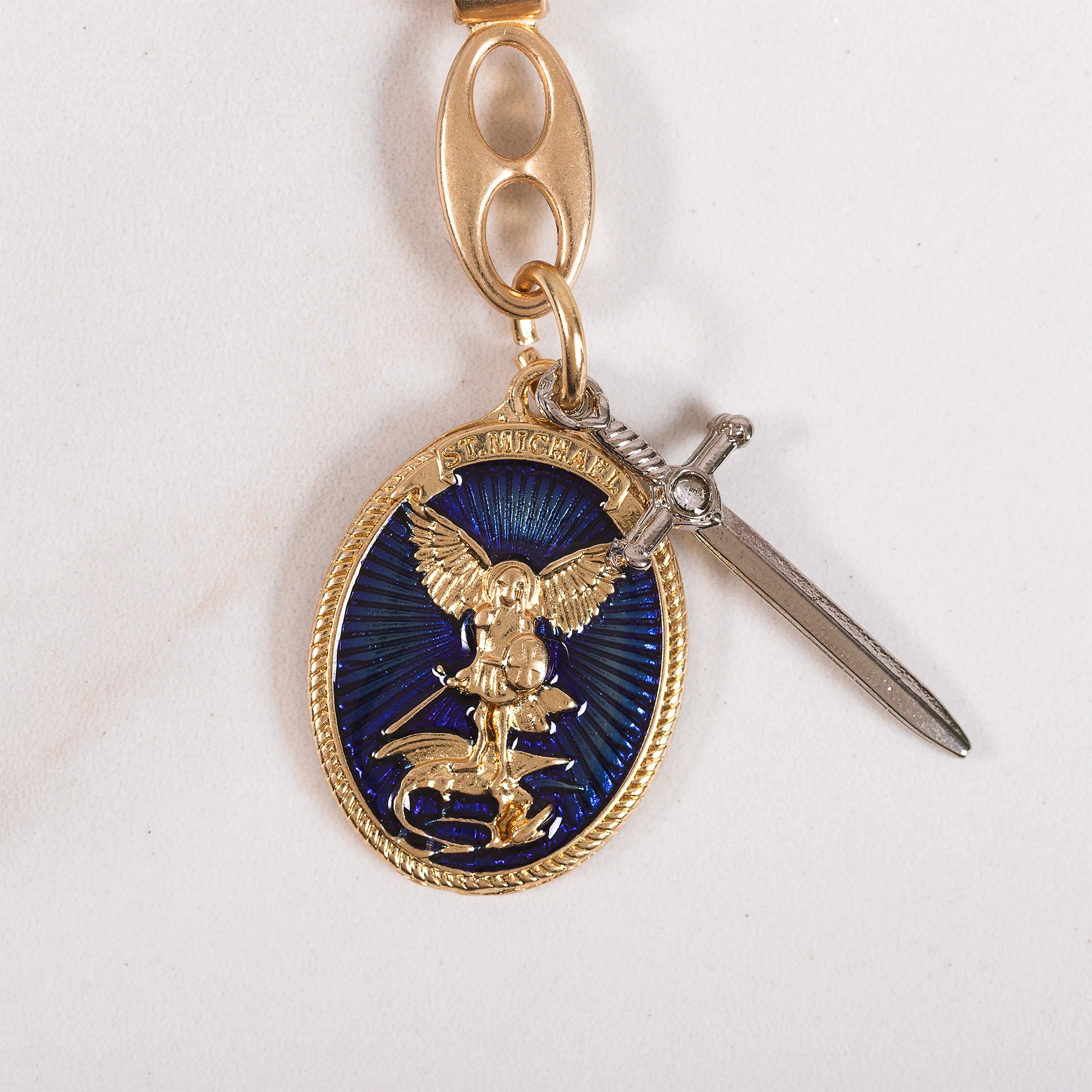 St. Michael Medal & Sword Key Ring - Image 4