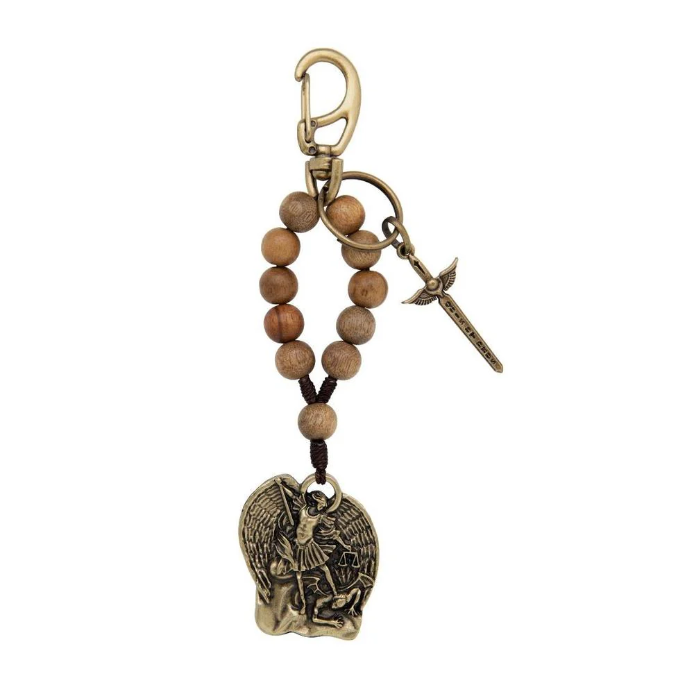 St. Michael Medal & Sword Rosary Key Chain - Image 2