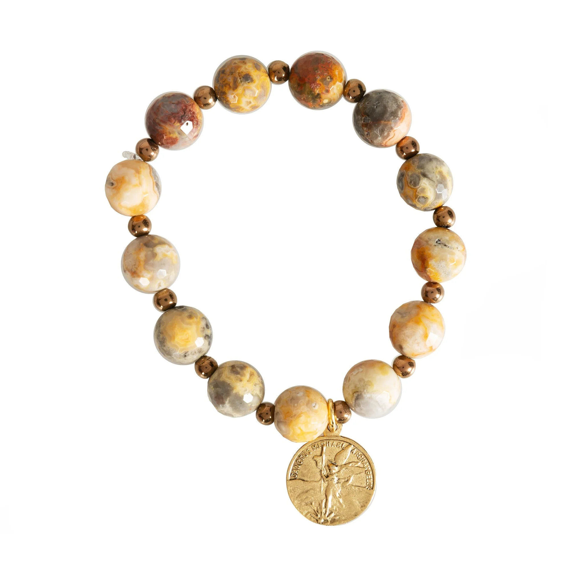 St. Michael Natural Agate Bracelet
