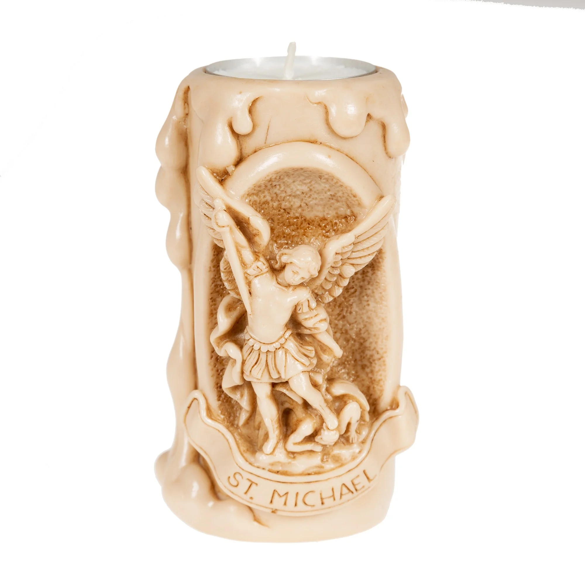 St. Michael Natural Finish Candle Holder