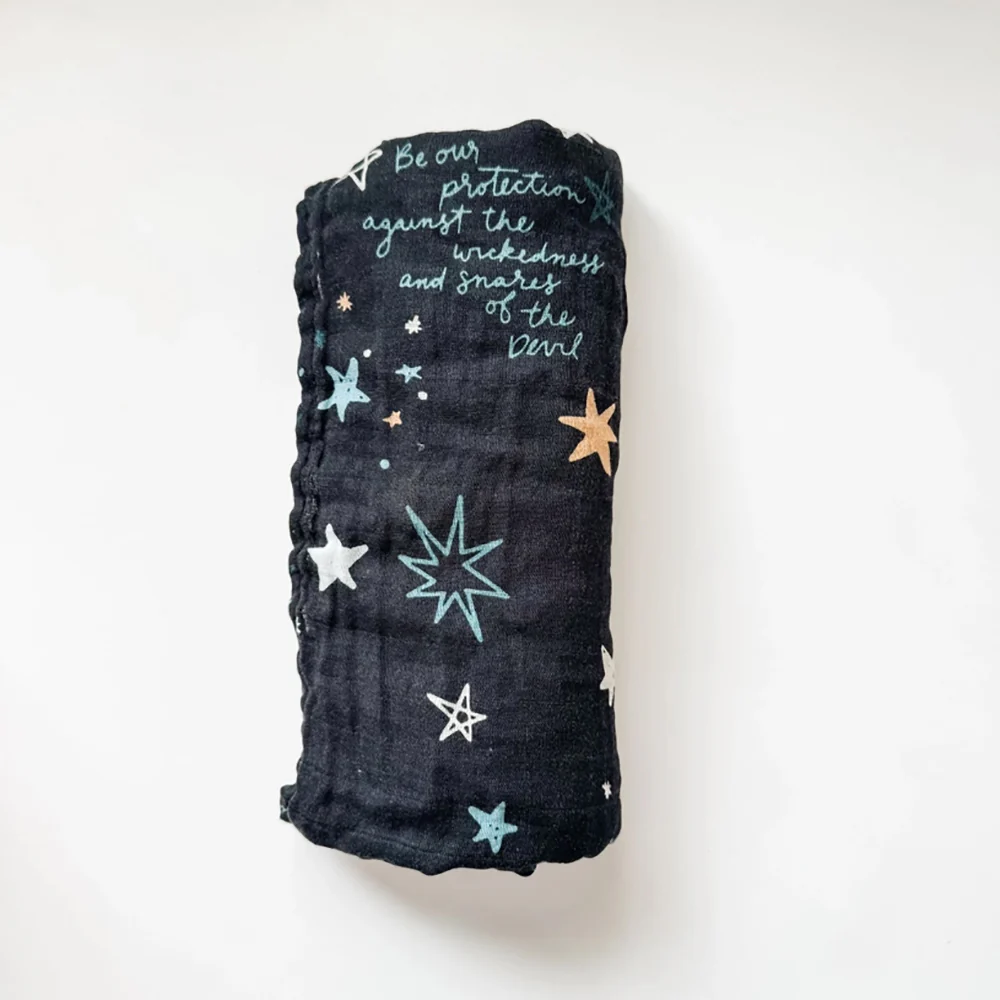 St. Michael Prayer Muslin Blanket Swaddle - Image 2