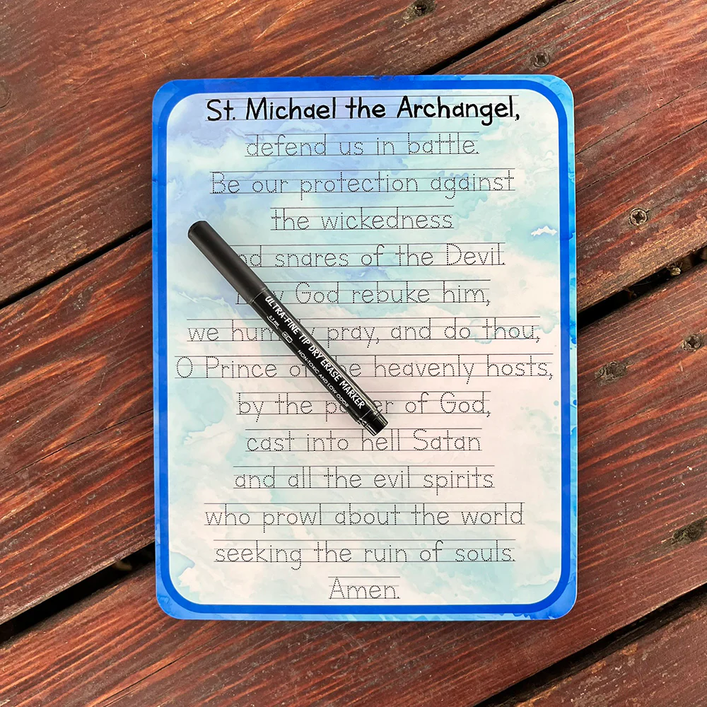 St. Michael Prayer Tracing Dry-Erase Board & Marker - Image 2