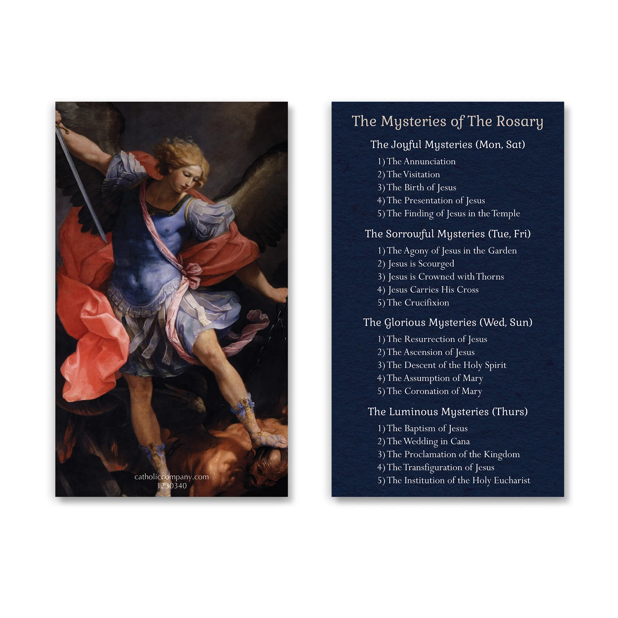 St. Michael Rosary Mysteries Prayer Card - Image 2