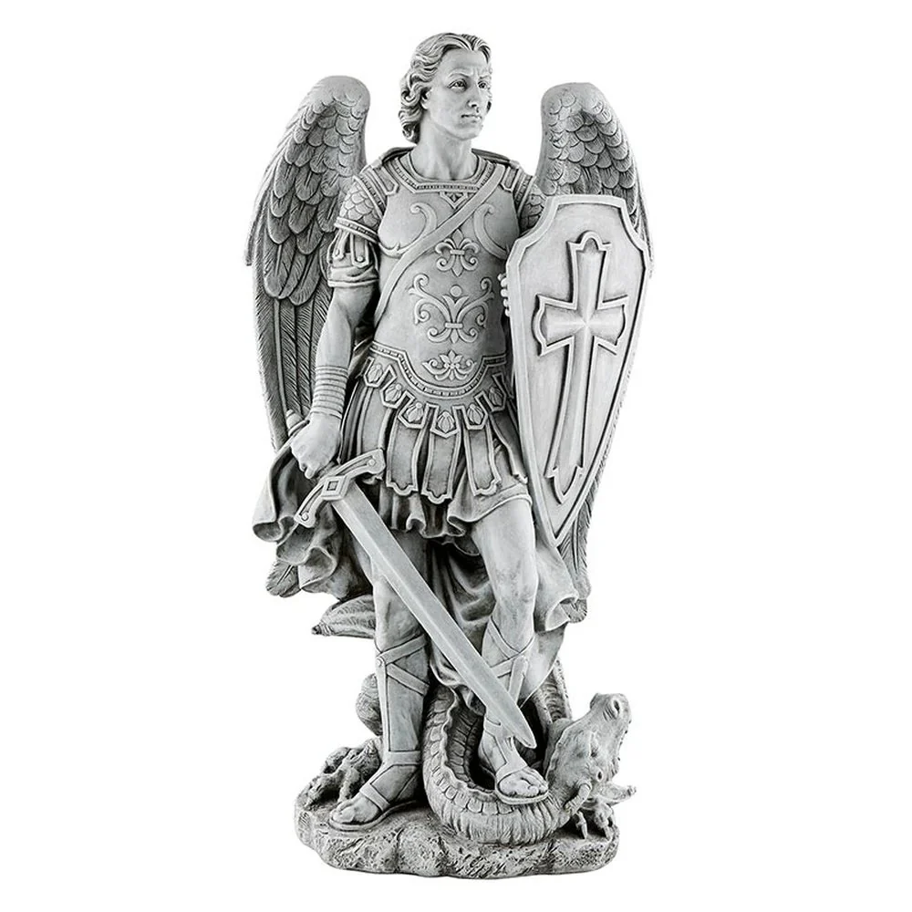 St. Michael Standing Victorious Stone Resin Statue - 48"