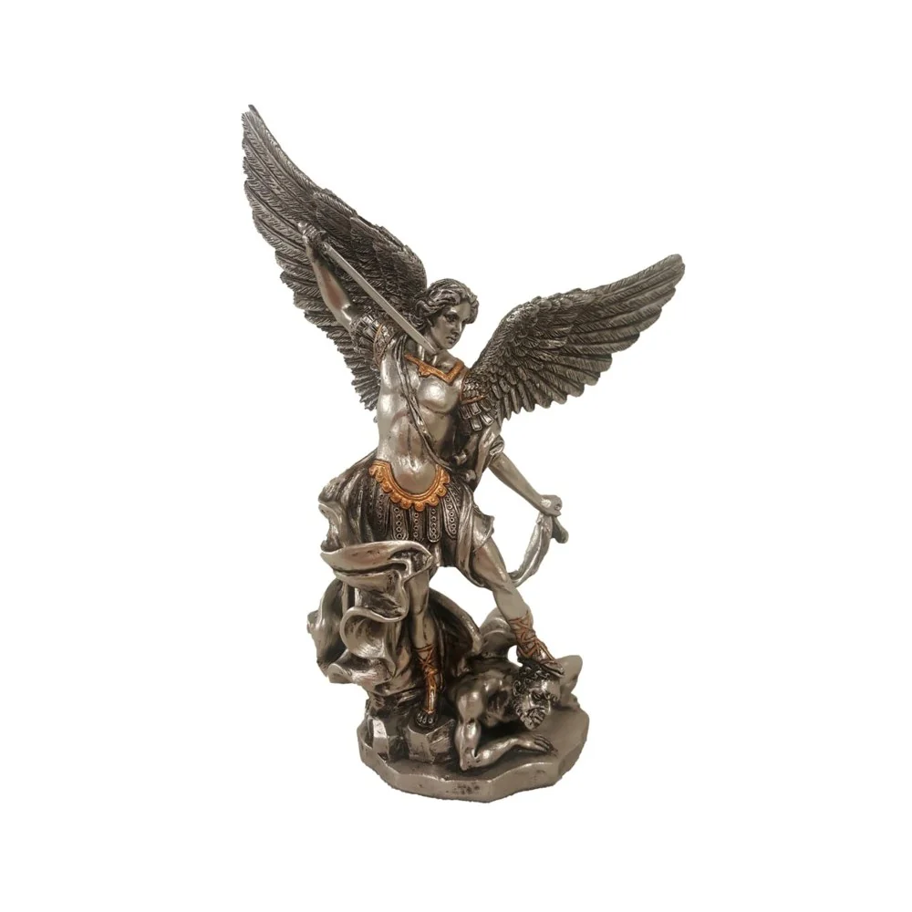St. Michael Statue - Pewter Tone 8" - Image 2