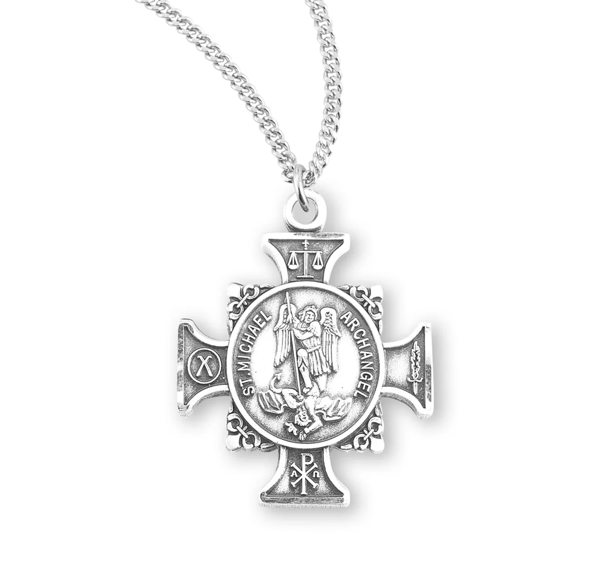 St. Michael Sterling Silver Maltese Cross Necklace