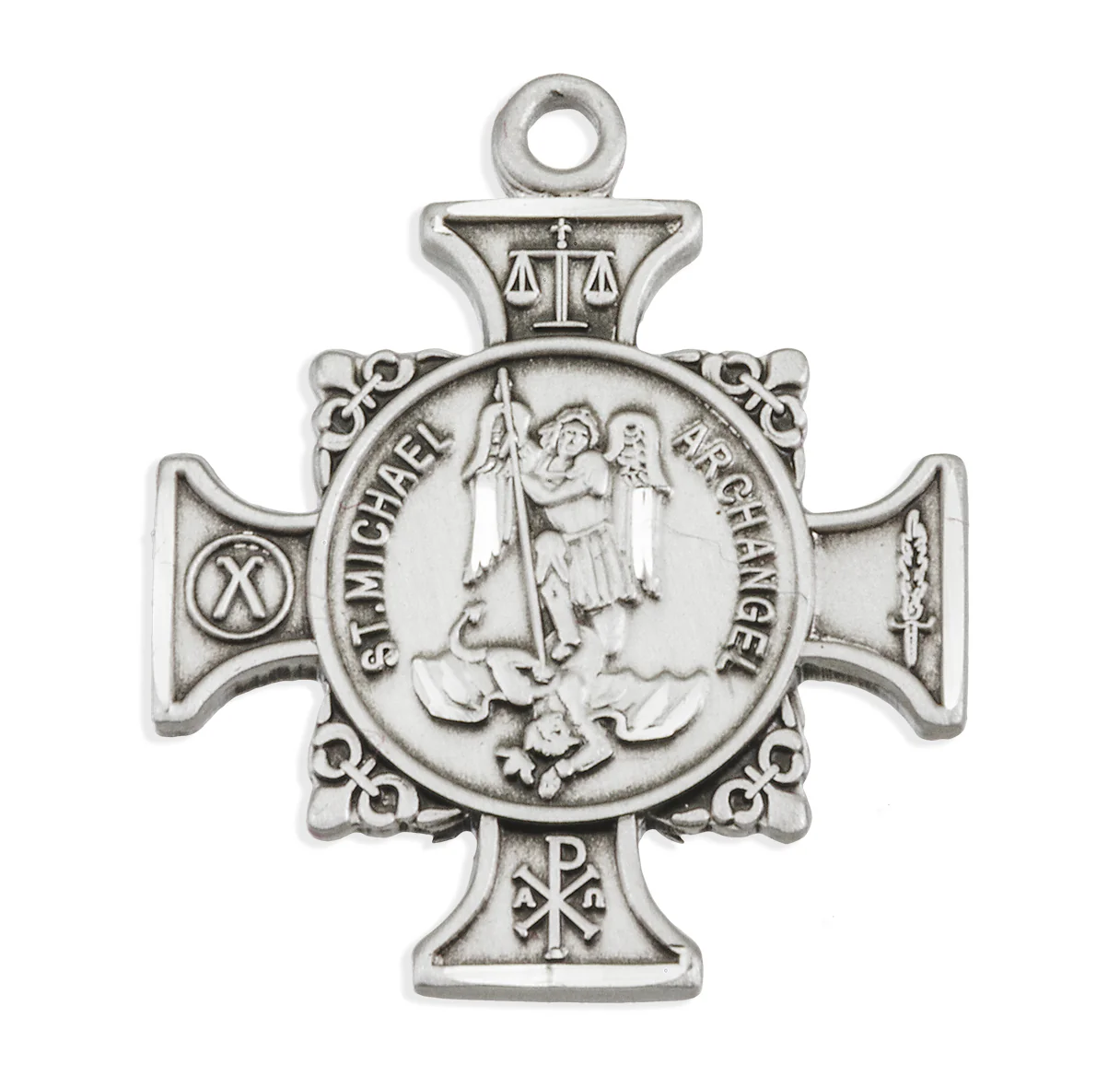 St. Michael Sterling Silver Maltese Cross Necklace - Image 2