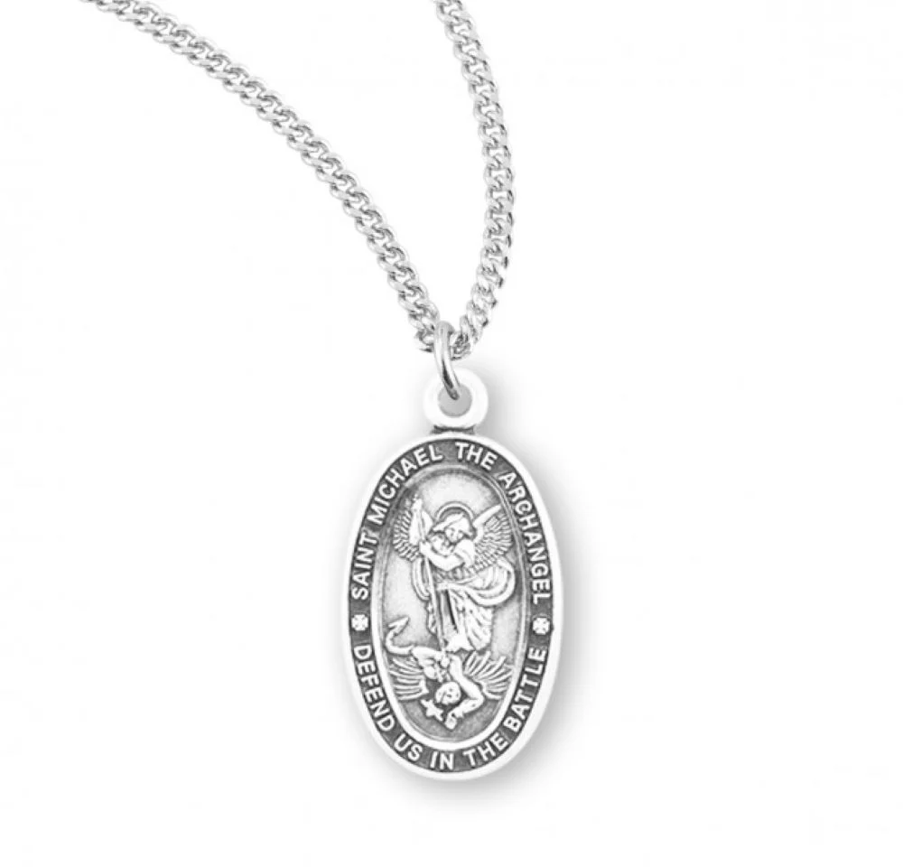 St. Michael Sterling Silver Medal Necklace - 18"