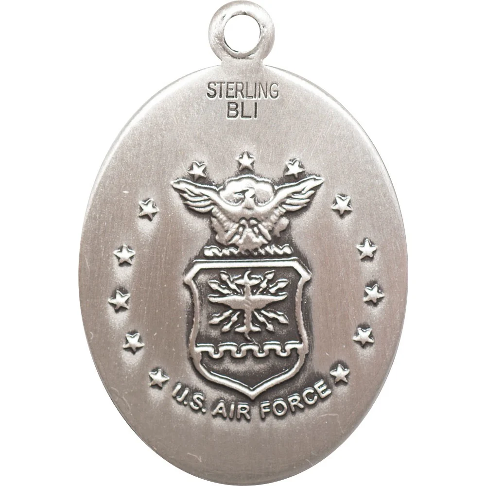 St. Michael Sterling Silver Oval Military Necklaces - 24"