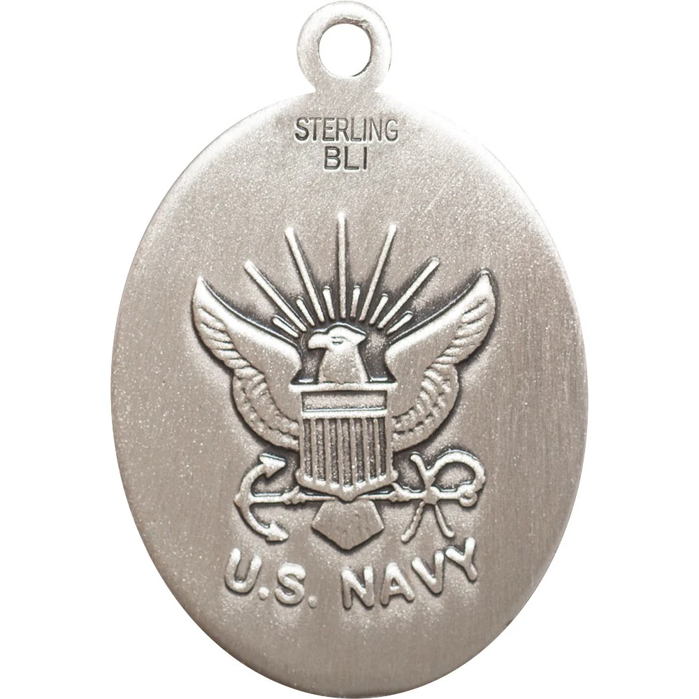 St. Michael Sterling Silver Oval Military Necklaces - 24" - Image 11