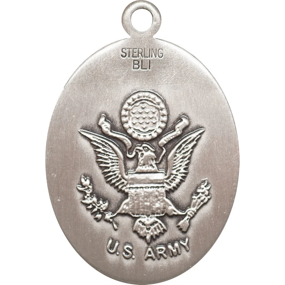 St. Michael Sterling Silver Oval Military Necklaces - 24" - Image 3