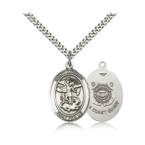 St. Michael Sterling Silver Oval Military Necklaces - 24" - Image 6