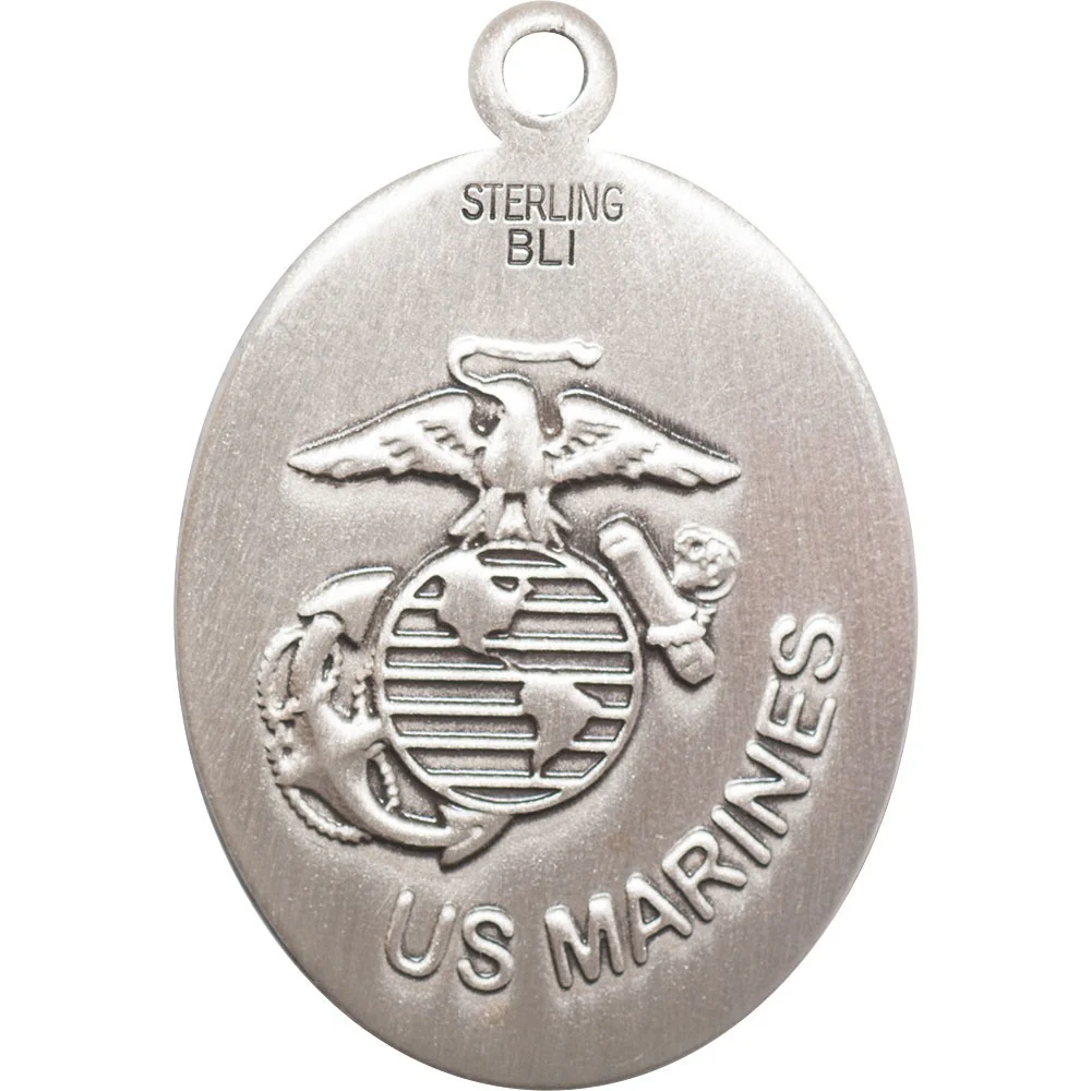 St. Michael Sterling Silver Oval Military Necklaces - 24" - Image 7