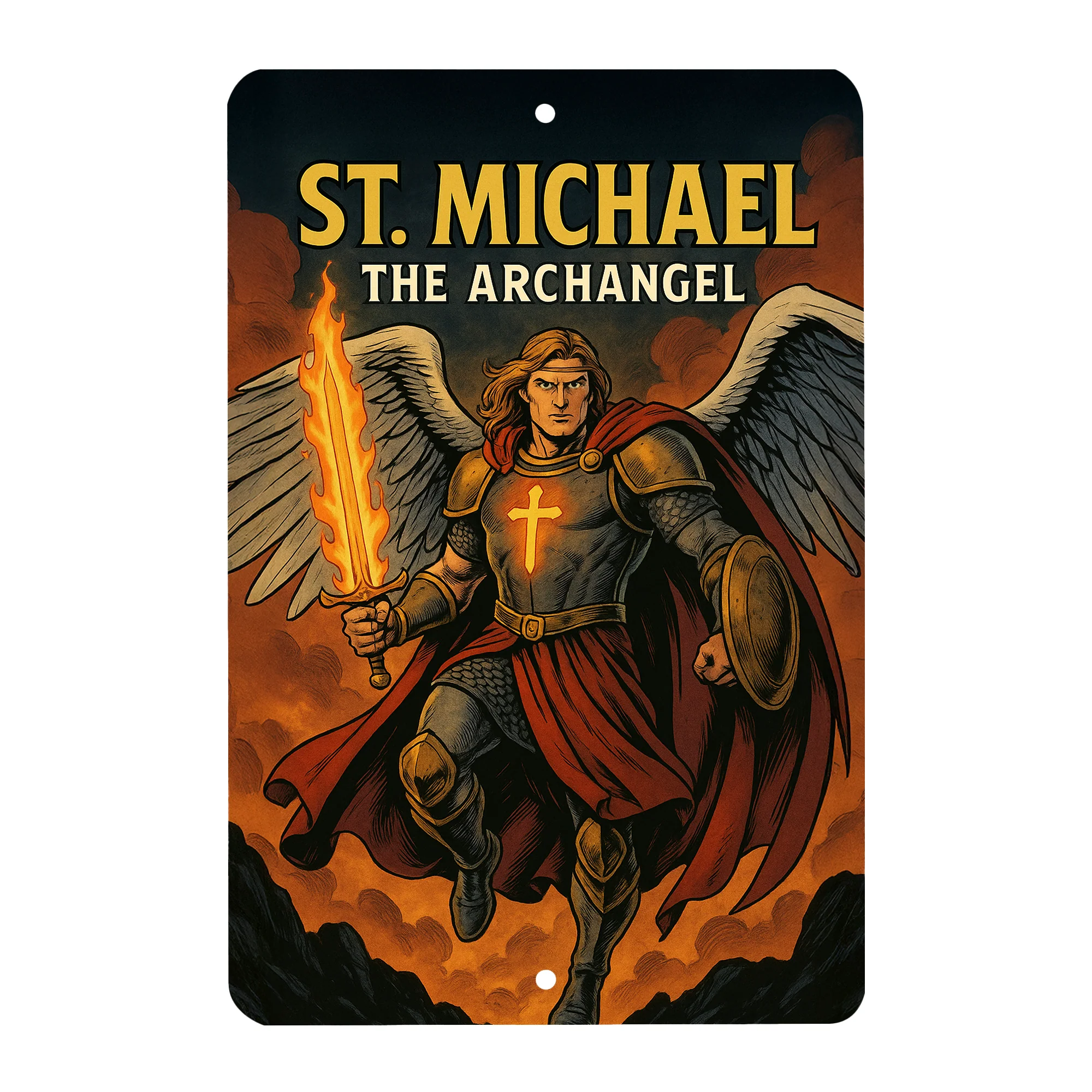 St. Michael Superhero Tin Sign - Image 2