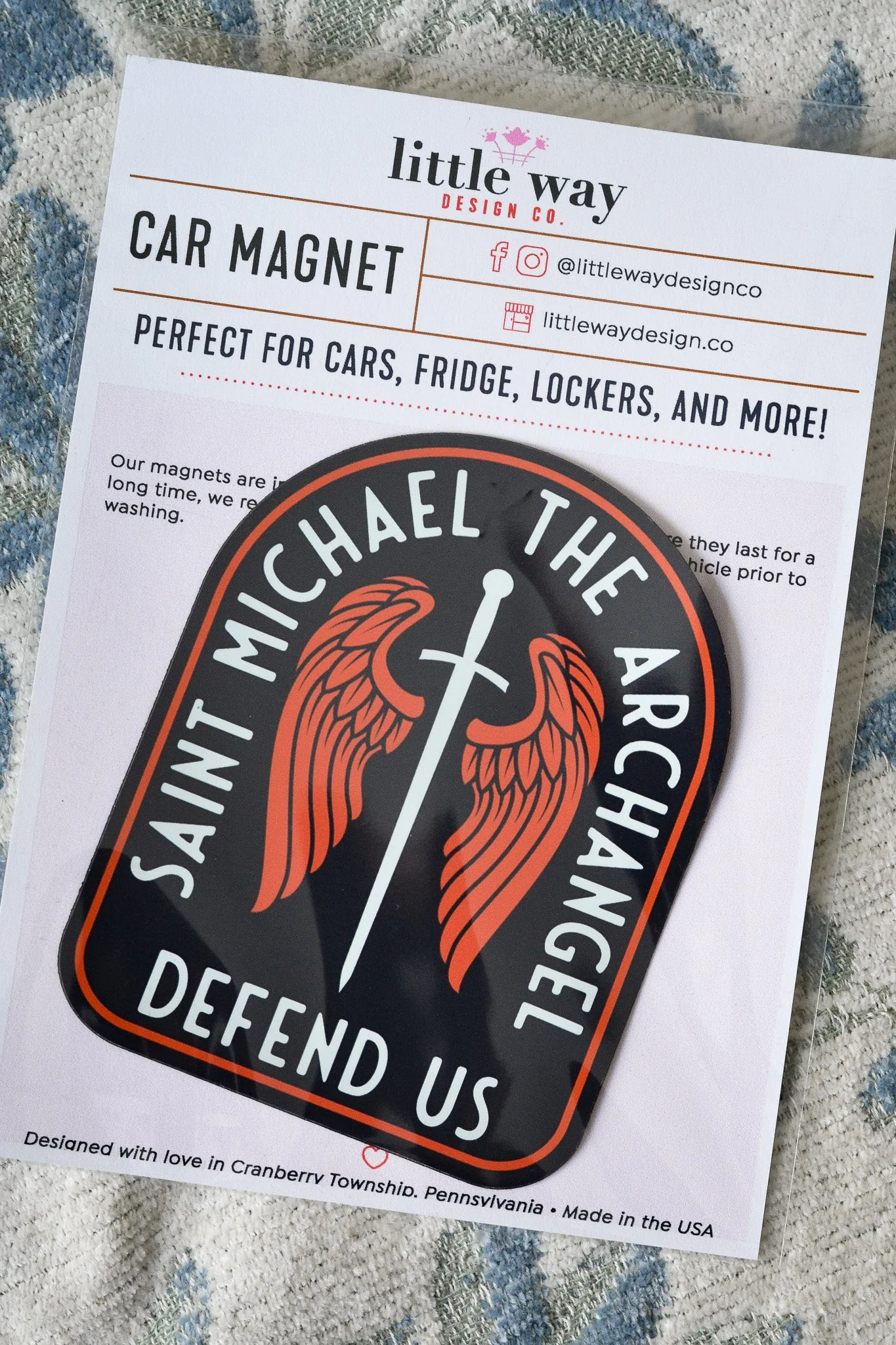 St. Michael Sword & Shield Catholic Car Magnet - Image 5