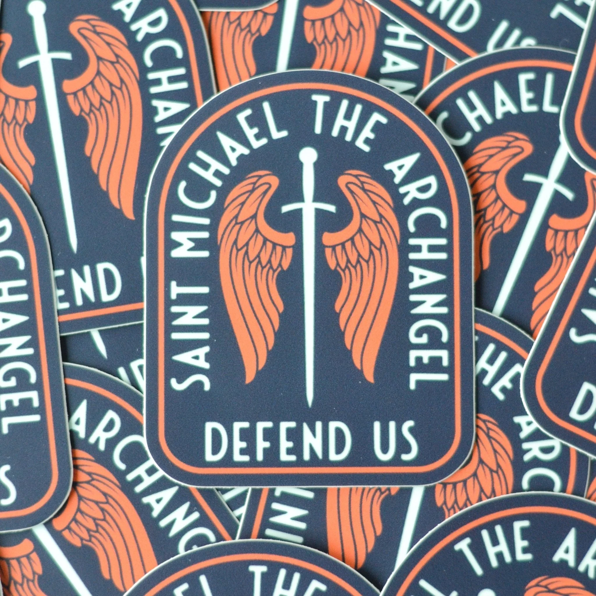 St. Michael Sword & Shield Vinyl Sticker - Image 3