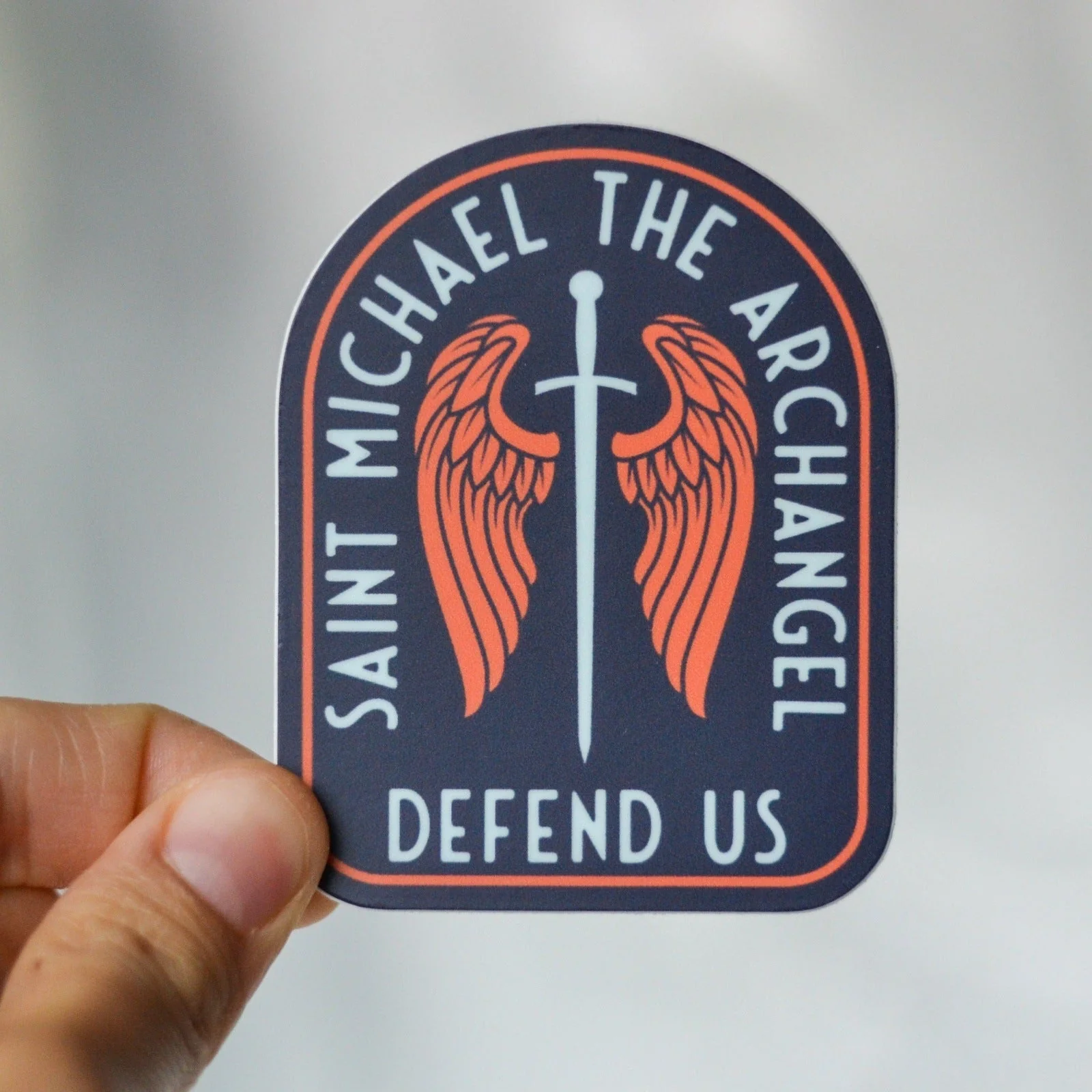 St. Michael Sword & Shield Vinyl Sticker - Image 4
