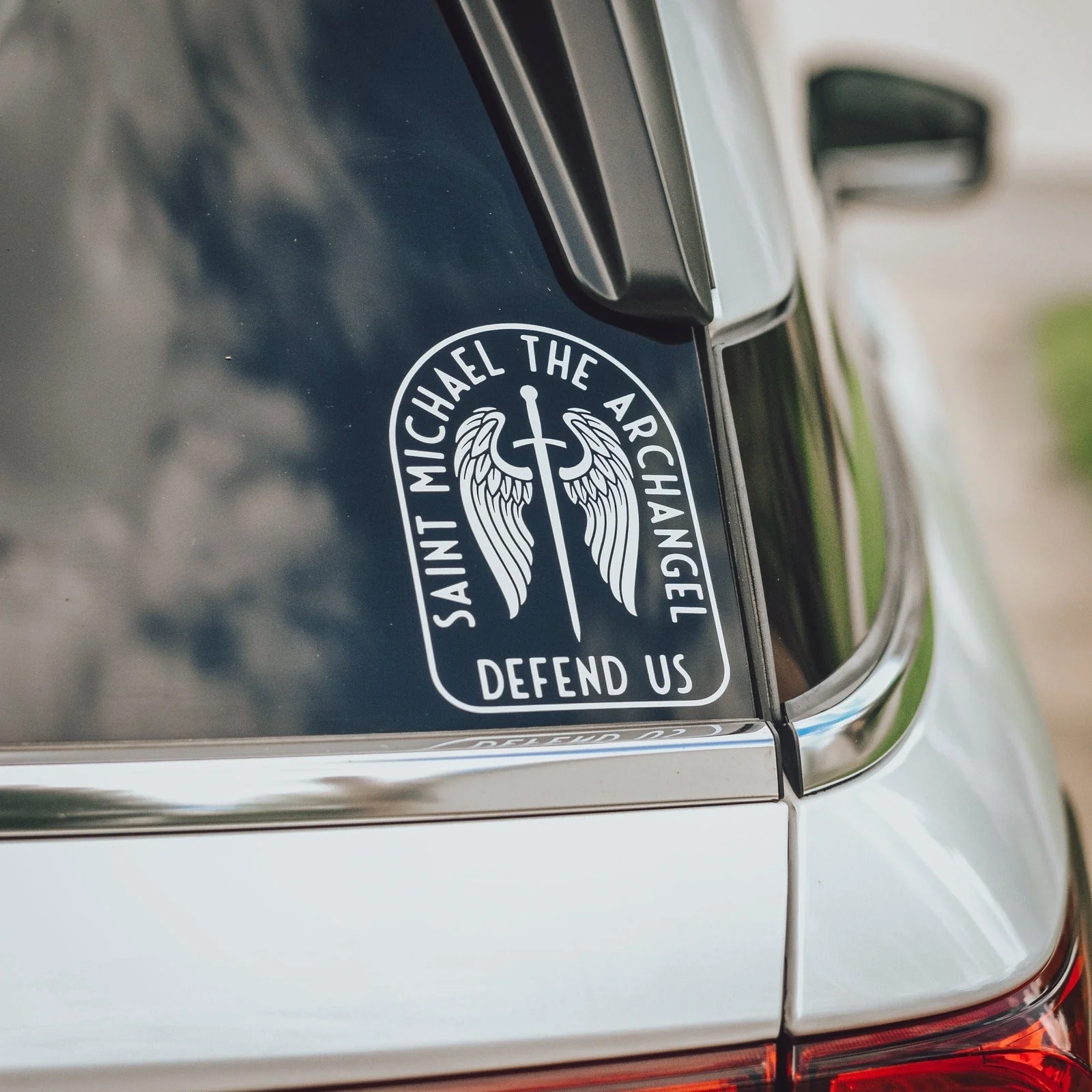St. Michael Sword & Shield Vinyl Sticker - Image 2
