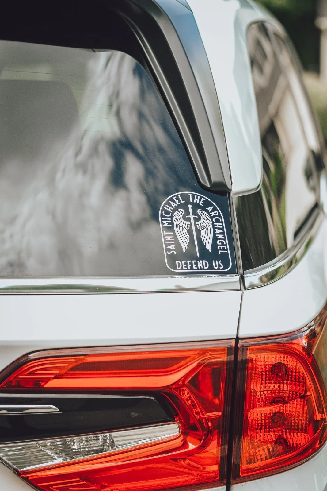 St. Michael Sword & Shield Vinyl Sticker - Image 4