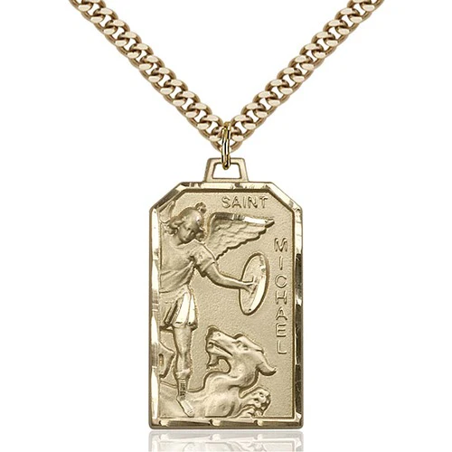 St. Michael Tag Necklace - Silver or Gold