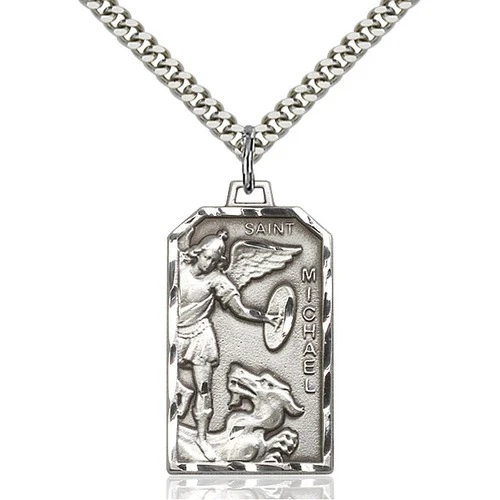 St. Michael Tag Necklace - Silver or Gold - Image 2