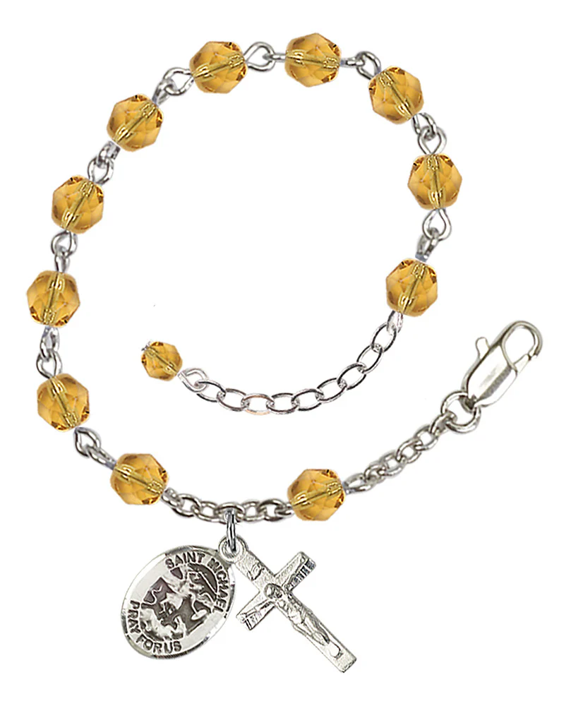 St. Michael the Archangel Crystal Birthstone Rosary Bracelet - Multiple Birthstones - Image 11