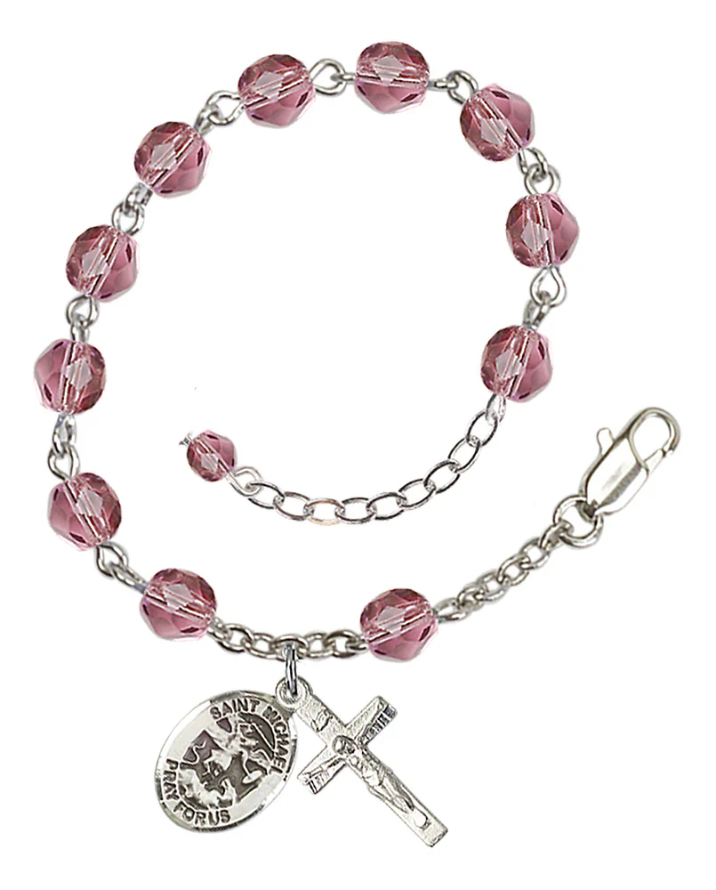 St. Michael the Archangel Crystal Birthstone Rosary Bracelet - Multiple Birthstones - Image 3