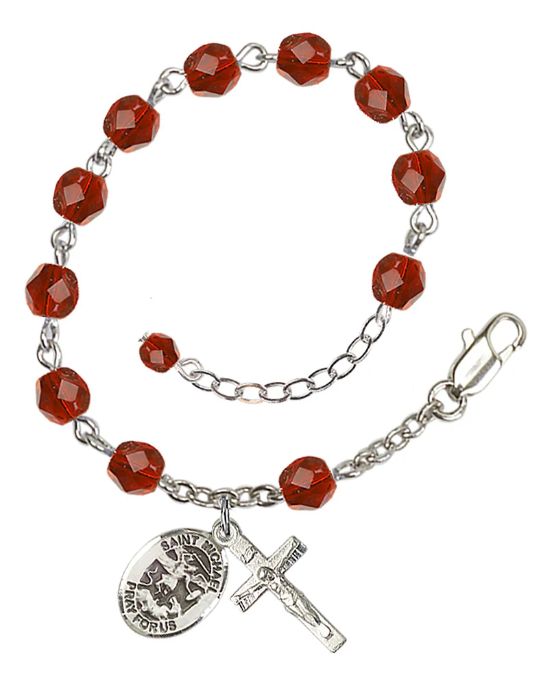 St. Michael the Archangel Crystal Birthstone Rosary Bracelet - Multiple Birthstones - Image 9