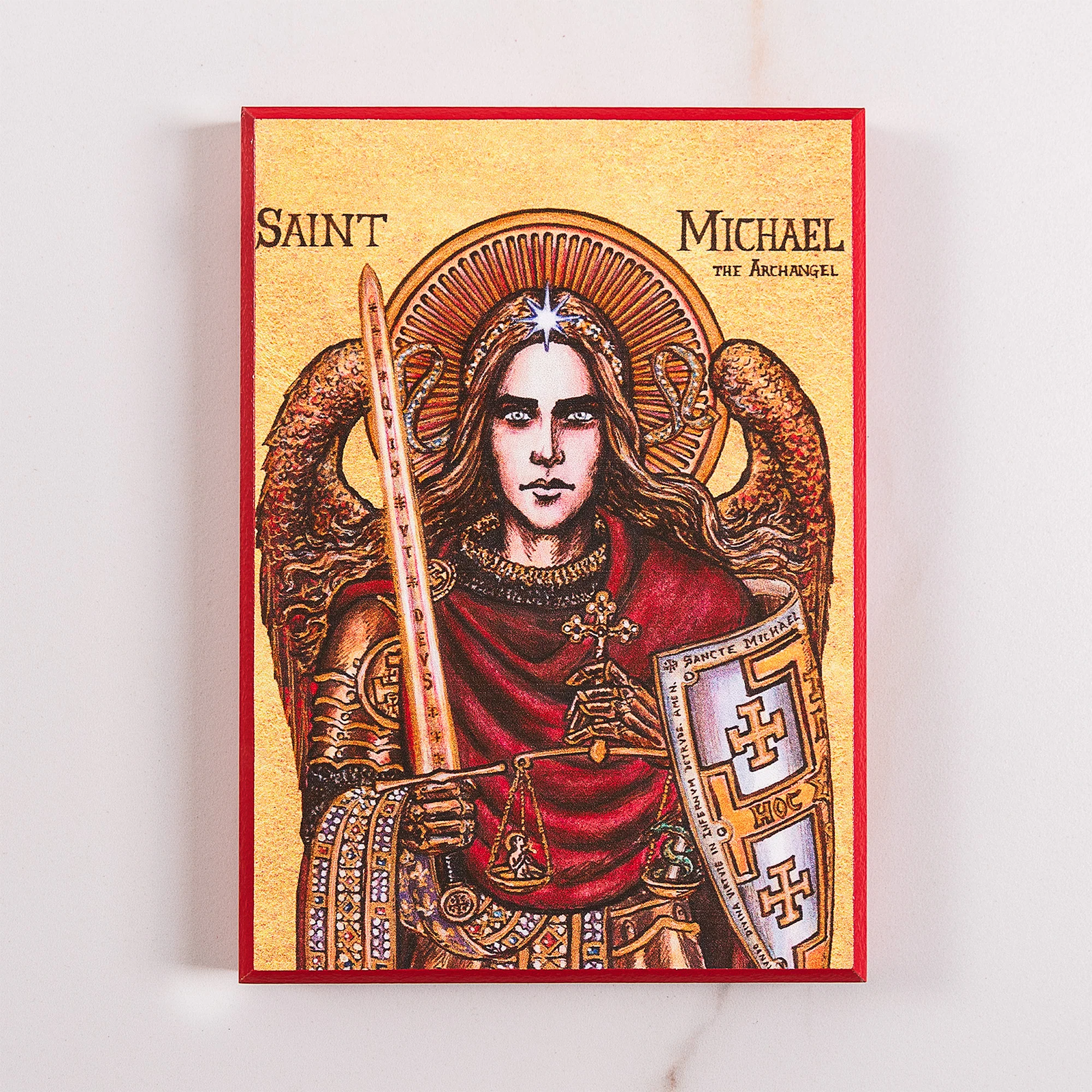 St. Michael the Archangel Modern Icon Plaque - 5" x 7"
