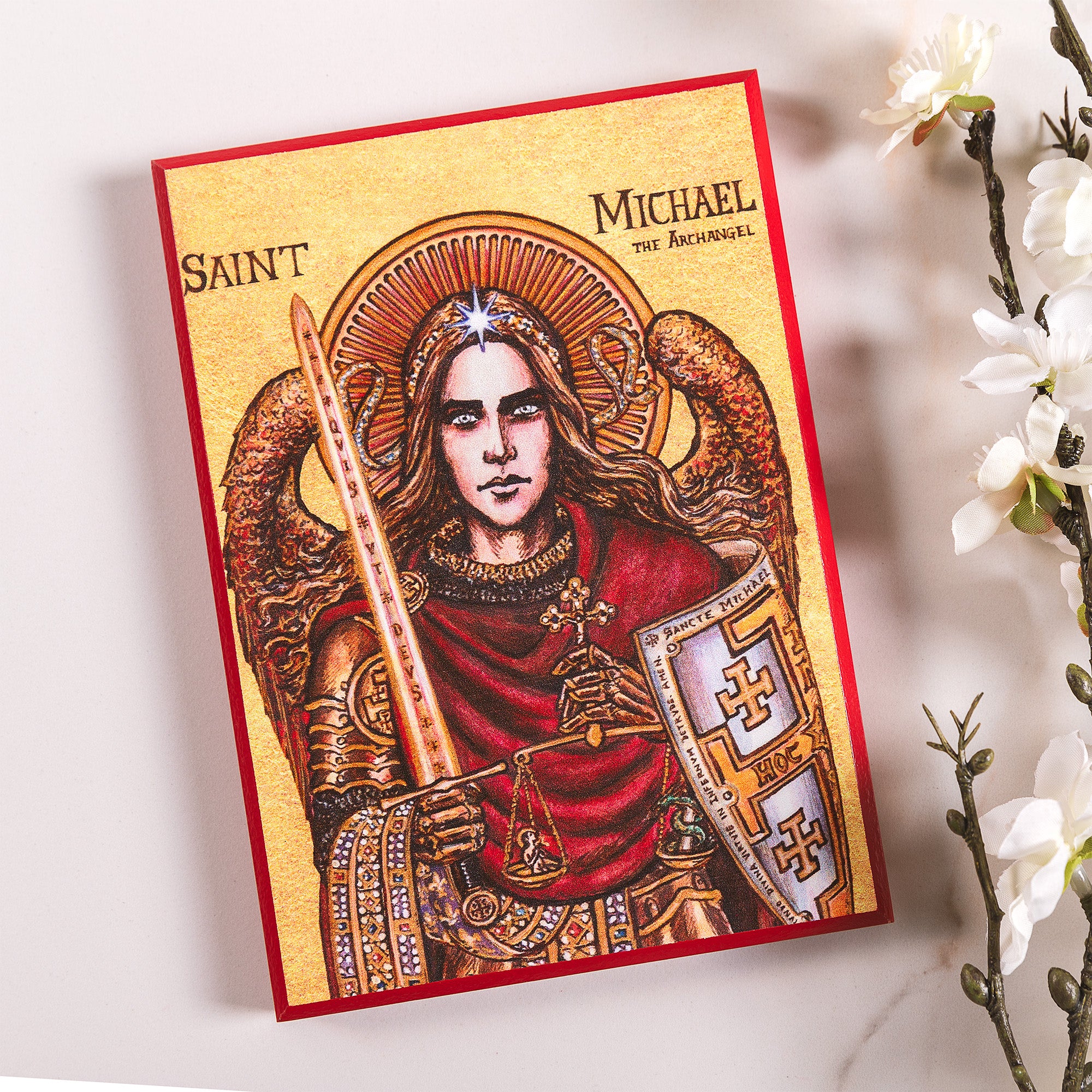 St. Michael the Archangel Modern Icon Plaque - 5" x 7" - Image 2