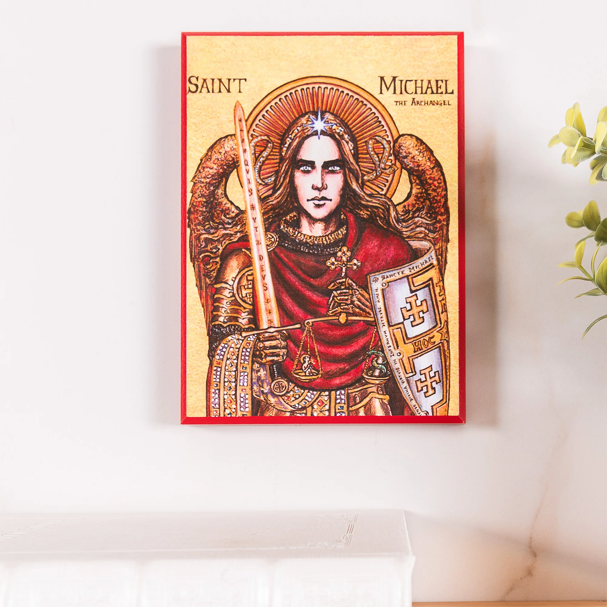 St. Michael the Archangel Modern Icon Plaque - 5" x 7" - Image 3