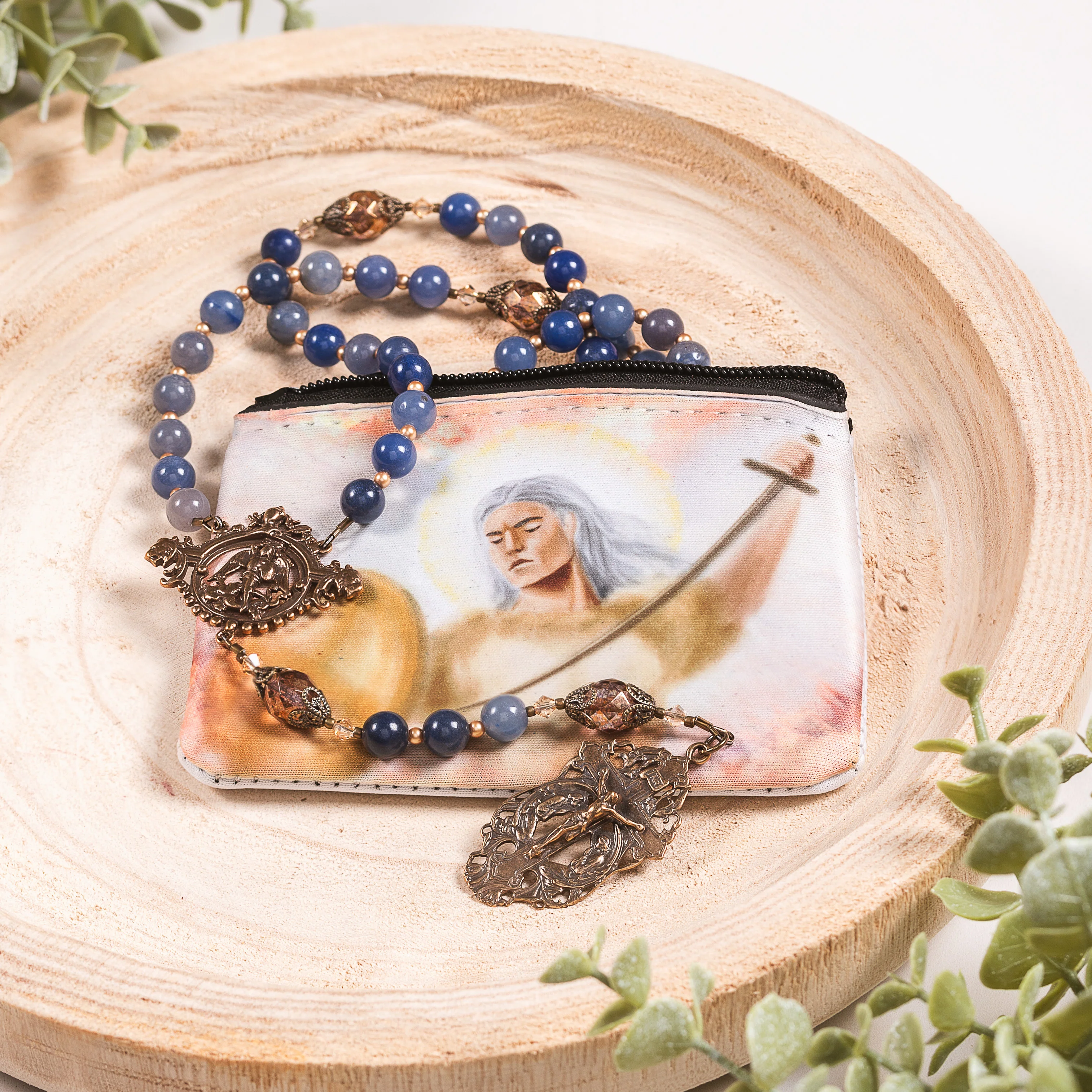 St. Michael the Archangel Rosary of the Year 2025 & Personalized St. Michael Rosary Pouch Gift Set