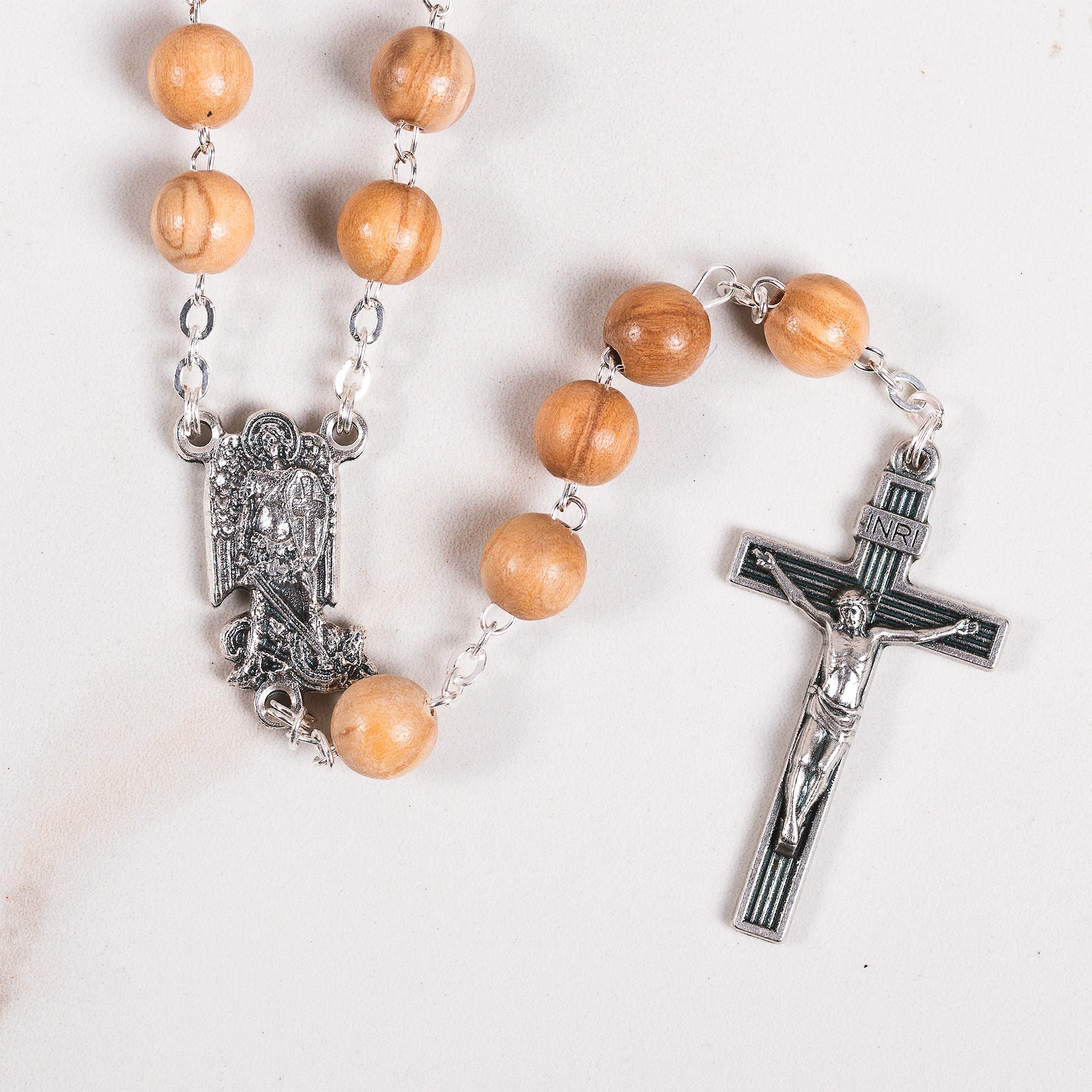 St. Michael the Warrior Olive Wood Rosary