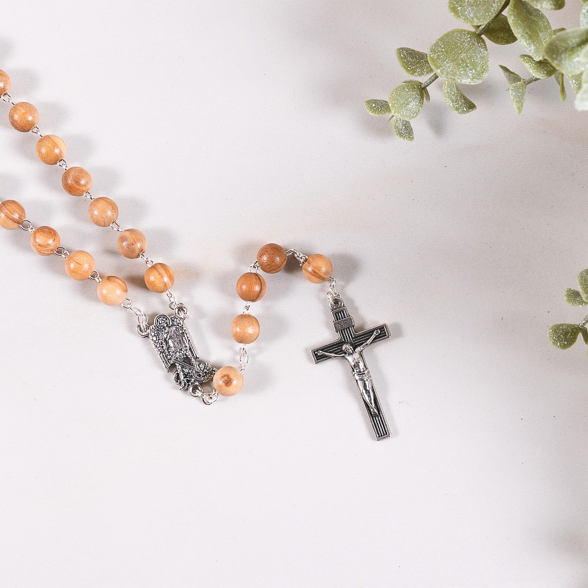 St. Michael the Warrior Olive Wood Rosary - Image 3