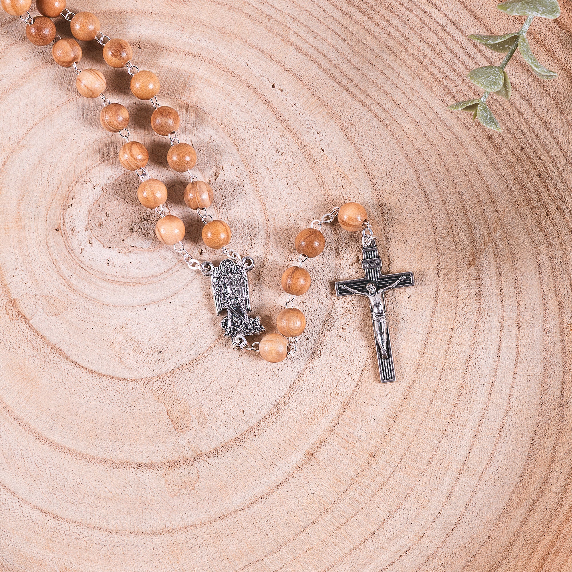 St. Michael the Warrior Olive Wood Rosary - Image 5