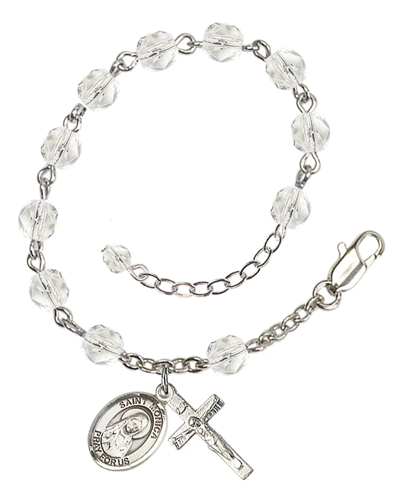 St. Monica Crystal April Rosary Bracelet 6mm