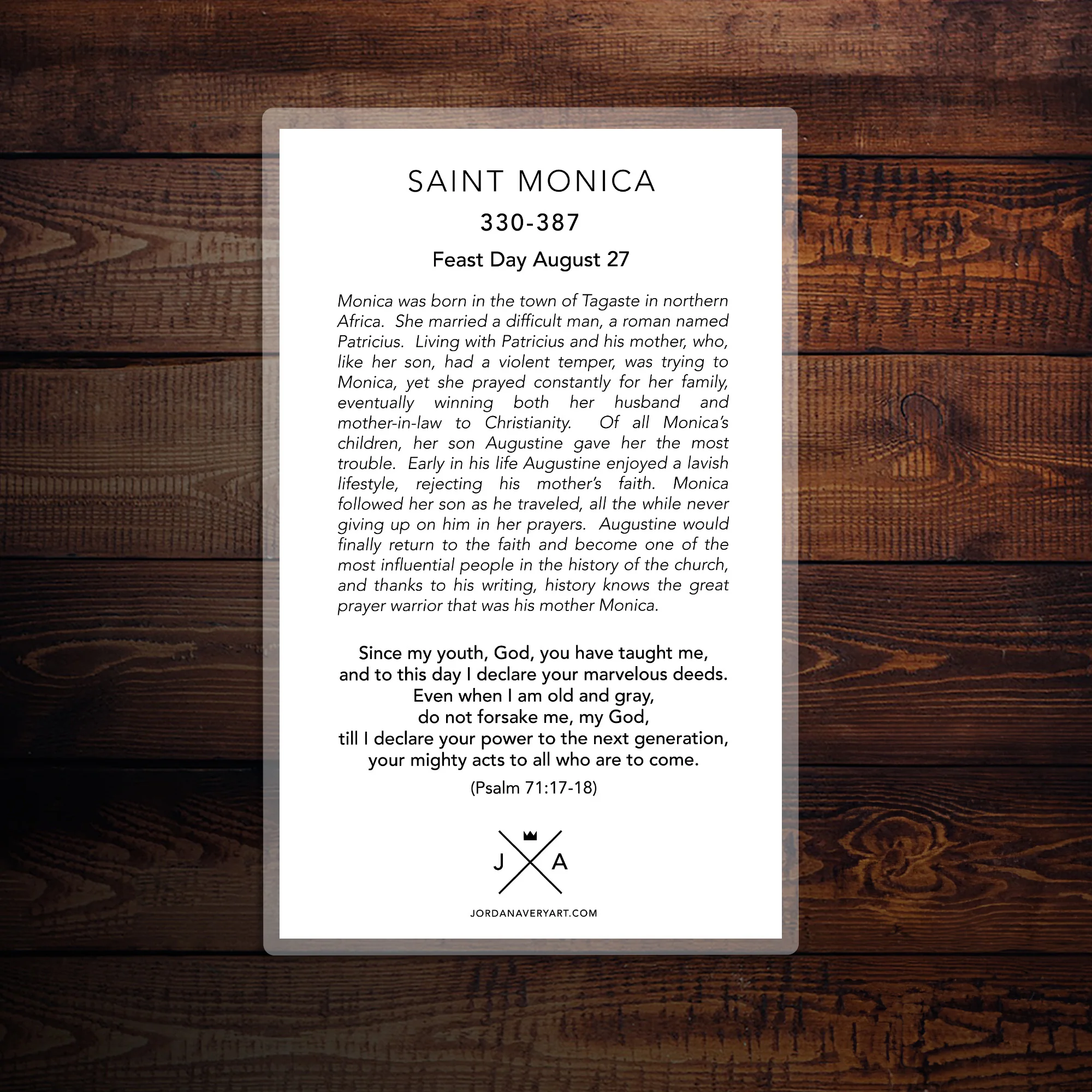 St. Monica Large Prayer Card - Image 3